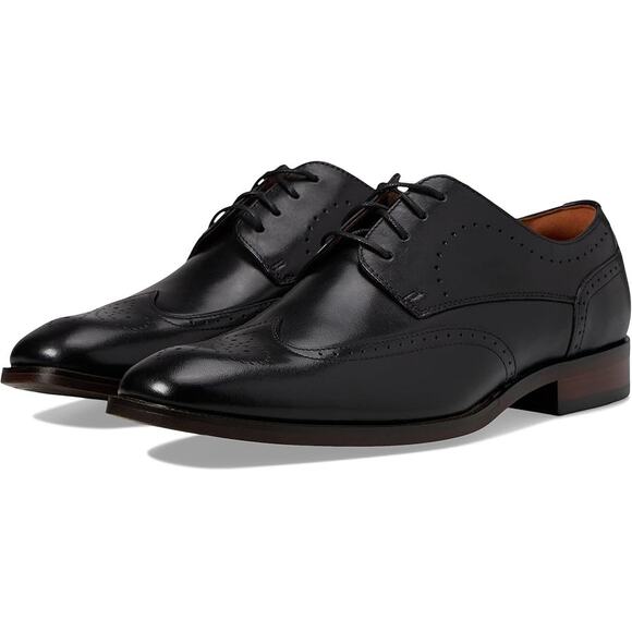Florsheim Mens Sorrento Wing Tip Oxford Shoes US 10.5 Wide Black Leather NIB - Picture 1 of 13